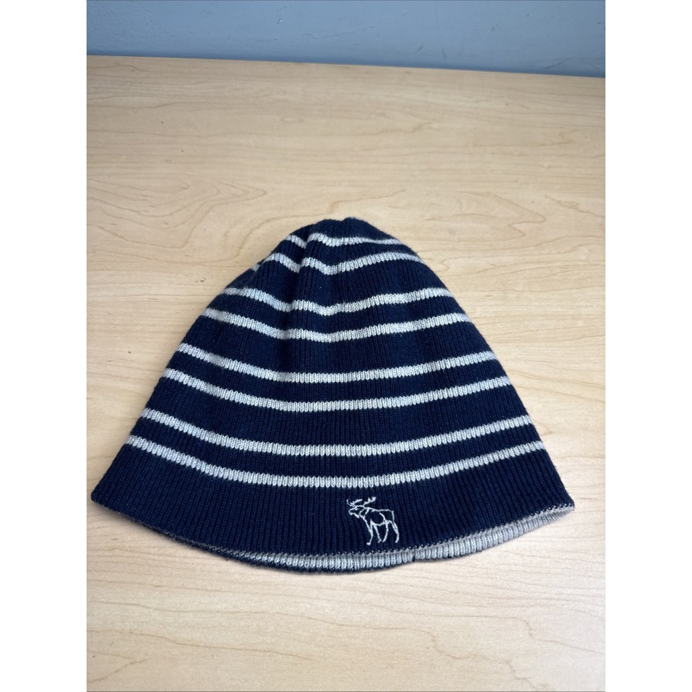 Vintage Y2K Abercrombie & Fitch Moose Striped Beanie Hat One Size